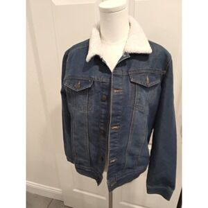 Epic Threads Denim Sherpa Lined Jacket Tiger Embroidery Womens Size L